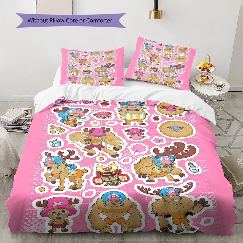 Ensemble de literie motif Tony Tony Chopper Couette Housse de couette Taie d'oreiller Maison Cadeau d'anniversaire(1 housse de couette + 2 taies d'oreiller, sans garniture.)