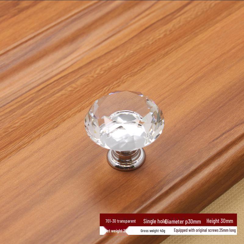 

Европейская современная хрустальная ручка для дверцы шкафа-купе - серебристая отделка, одно отверстие