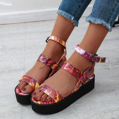 Women Ankle Strap Sandals Women's Platform Flat Summer Ladies Comfortable Fashion Mixed Color Shoes Female Footwear Plus Size