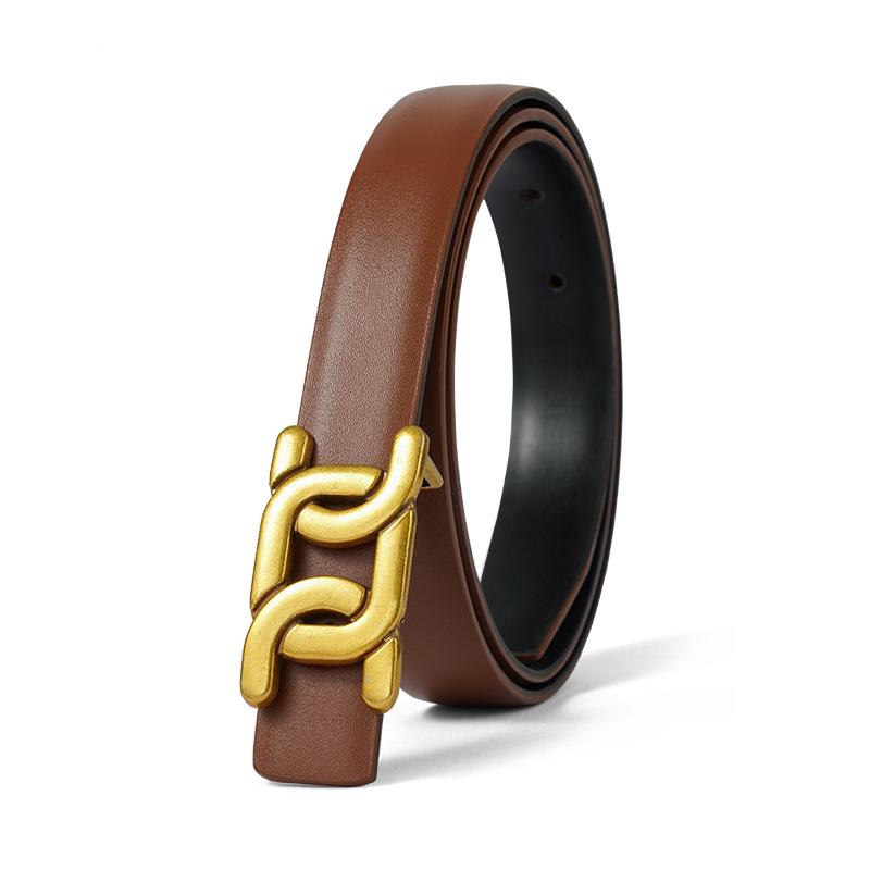 Genuine Leather Women's Versatile Brown Jeans Belt