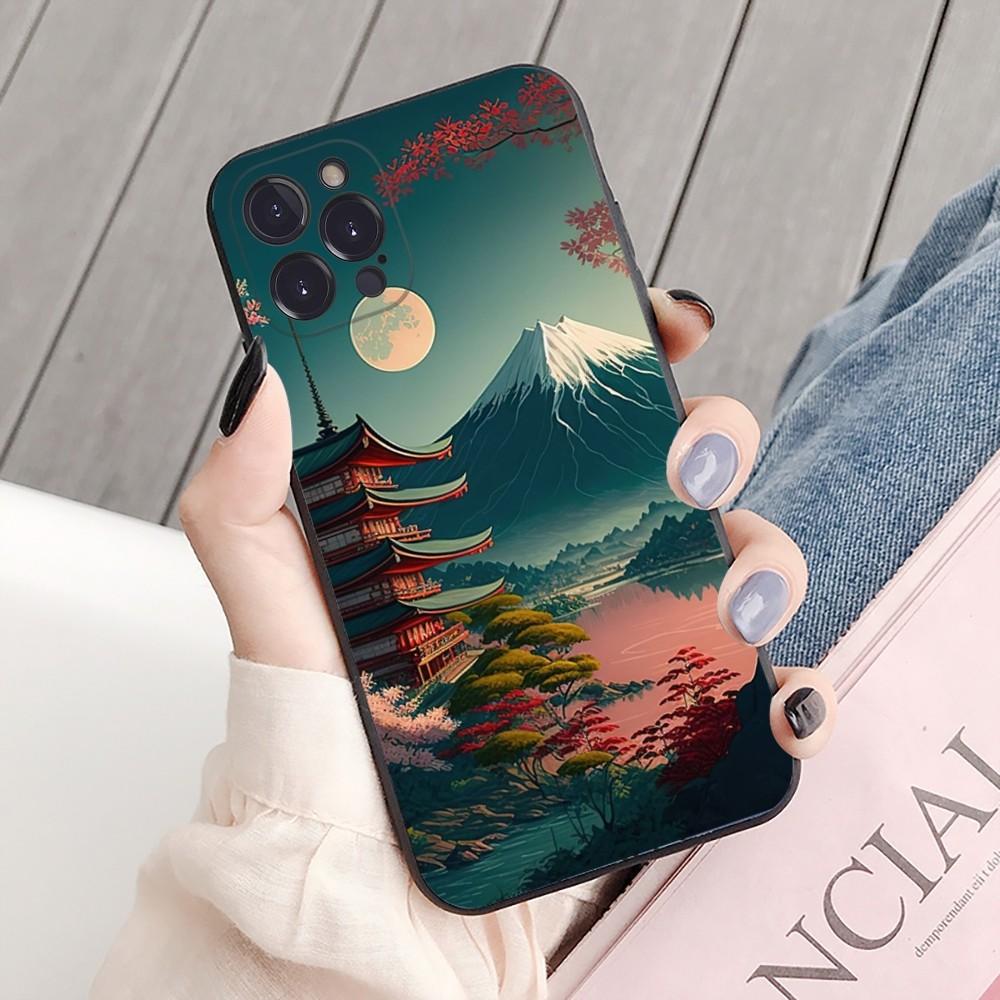 Japanese Aesthetic Mount Fuji Landscape Phone Case For iPhone 15 14 11 12 13 Mini Pro XS Max Cover 6 7 8 Plus X XR SE 2020 Shell