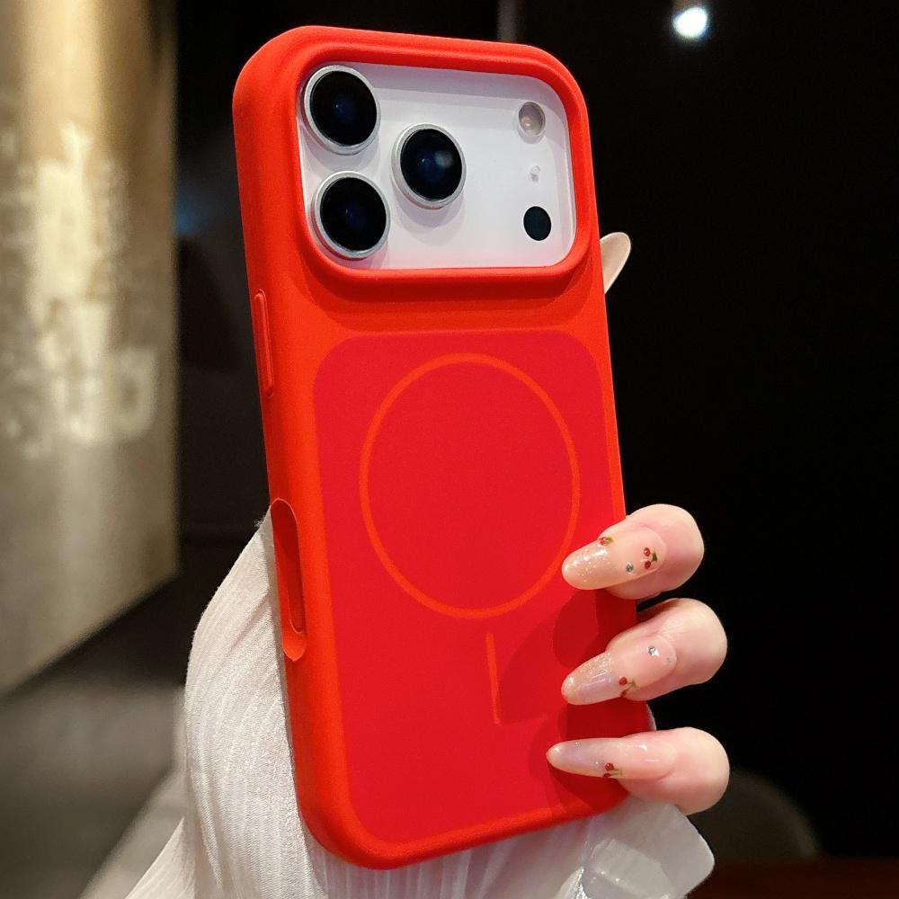 Liquid Silicone Smart Touch Button For Magsafe Case For iPhone 13 14 15 Plus 16 17 Pro Max Air Fluorescent Contrast Color Cover