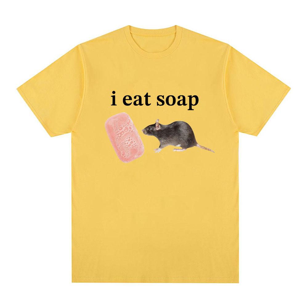 I Eat Soap Rat Funny Meme T Shirt Men's Fashion Vintage O-Neck Short Sleeve T-shirts Casual Cotton Oversized T Shirts Streetwear