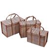 Pastoral Style Handheld Bamboo Basket Rectangle Picnic Hamper for Camping Picnic
