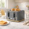Toaster for 4 Slices with 7 Browning Levels, High-Lift, Reheat/Defrost/Cancel Function, Grey Wave Design