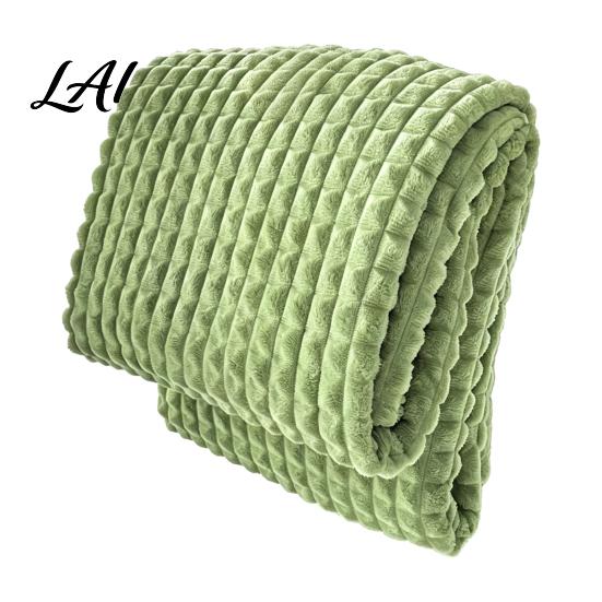 Skin Friendly Bed Throw Waffle Textured Fleece Blanket Solid Color Milk Flannel Grid Cut High Density Brushed Velvet Blanket Plush Soft Warm Cozy for