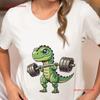 Dinosaur Gym T Shirt Weightlifting Dino Novelty Cute Rex Lifting Barbell Workout Fitness Top Motivational Vintage Washed Casual