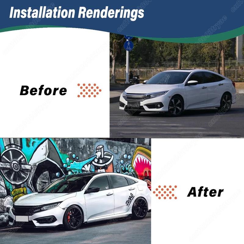 For Honda Civic X FC FK 10th Gen 2016 2017 2018 2019 2020 2021 Car Front Spoiler Splitter Lip Body Decoration Modification Kit