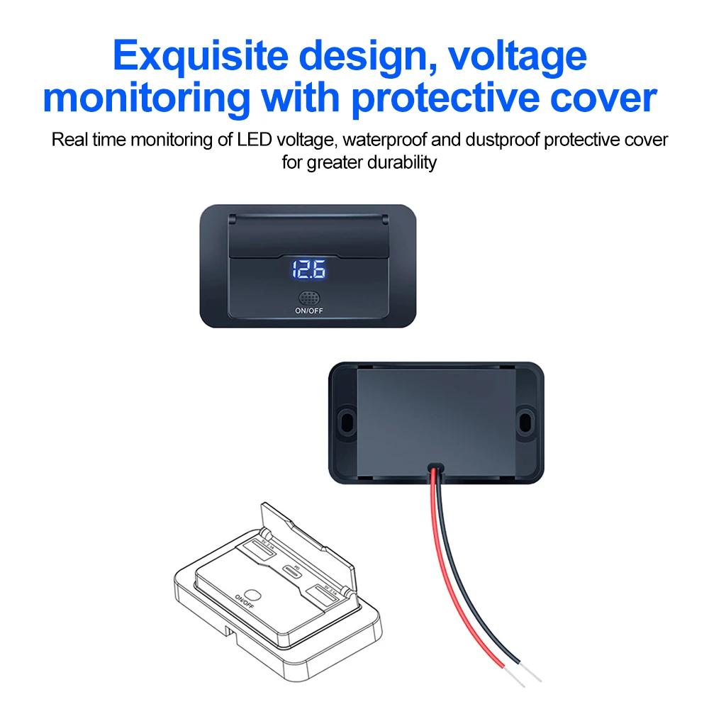 12/24V Car USB Adapter Socket With Voltage Panel Fast Charging Outlet Car Charger Socket Accessories for Auto Bus RV Truck