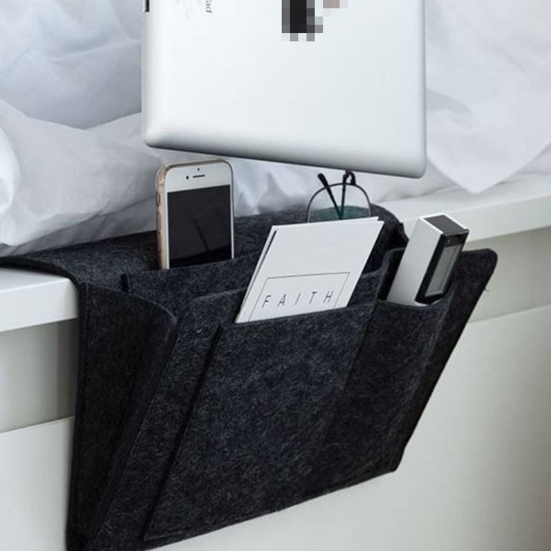 Felt Hanging Organizer For Bedside With Remote And Phone Storage