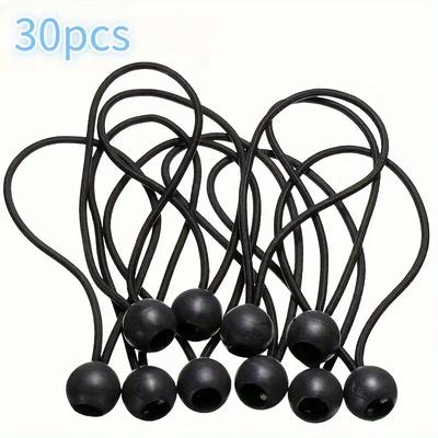 Pachet de 30 sau 50 de Bastoane Elastice Negre de 6 Inch cu Bile, Legături Rezistente din Nailon pentru Prelate, Corturi, Mărfuri, Rulote