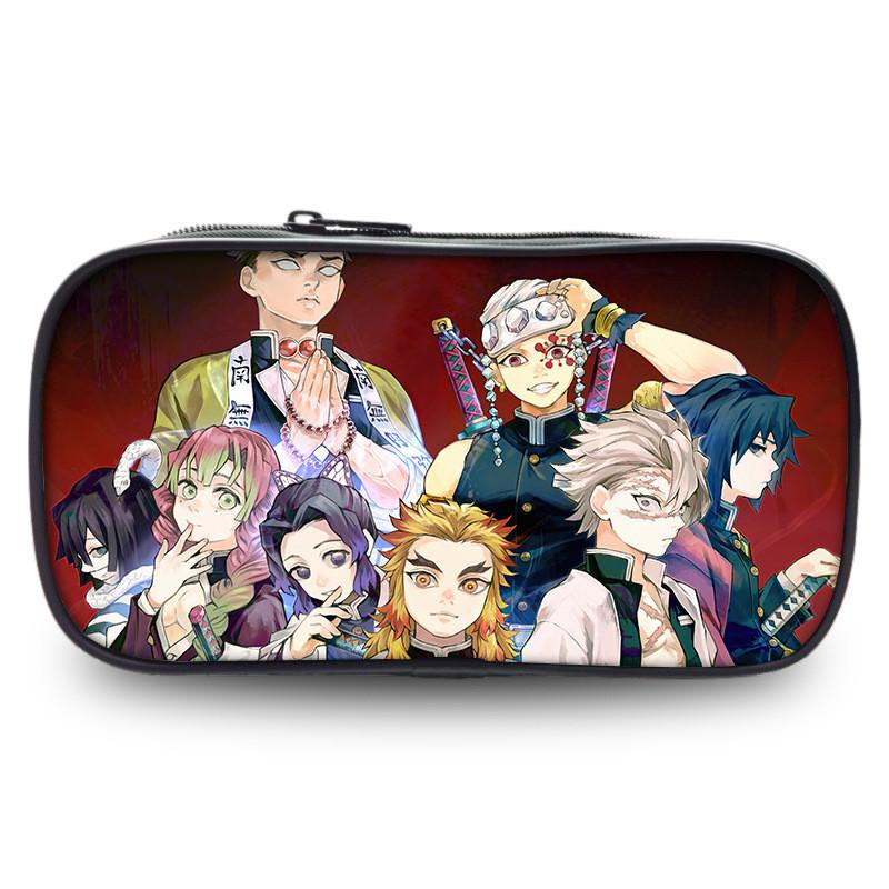 Spacious Oxford Demon Slayer Pencil Case For Students With Casual Style