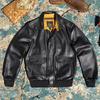 Calf Leather Bomber Flight Jacket for Men's Real Cowhide Leather Mans Coat US Style Flight Suit Uniform Overcoats