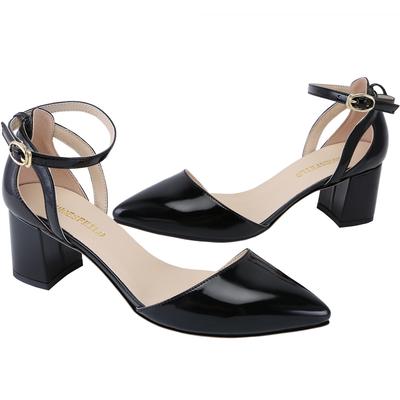 Sandálias Femininas de Verão Sexy 5cm Trabalho Único OL Salto Alto Grosso Fosco Bico Fino Scarpins Boca Rasa Festa Vermelho Sapatos de Casamento