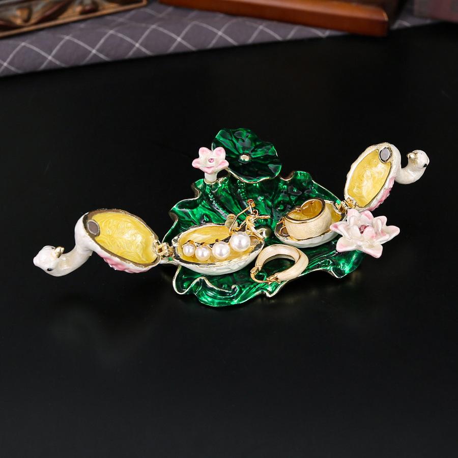 Enamel Swan Jewelry Box Valentine's Day Gift Alloy Jewelry Box Ring Storage Box Metal Crafts Ornament