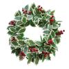 Simulation Of Green Plants Christmas Leaves Red Fruit Wreath Vine Ring Indoor Living Room Atmosphere Decoration 45cm