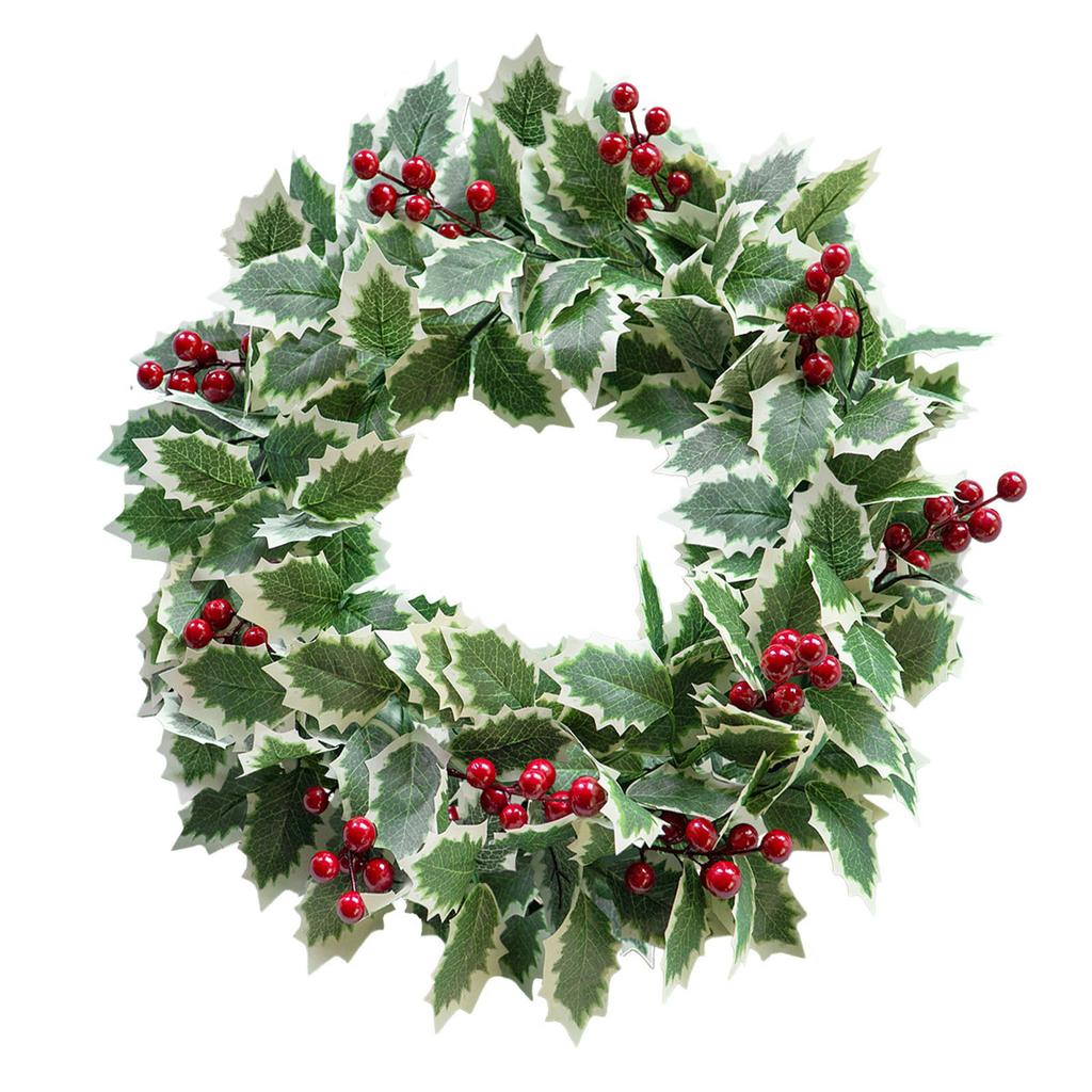 Simulation Of Green Plants Christmas Leaves Red Fruit Wreath Vine Ring Indoor Living Room Atmosphere Decoration 45cm