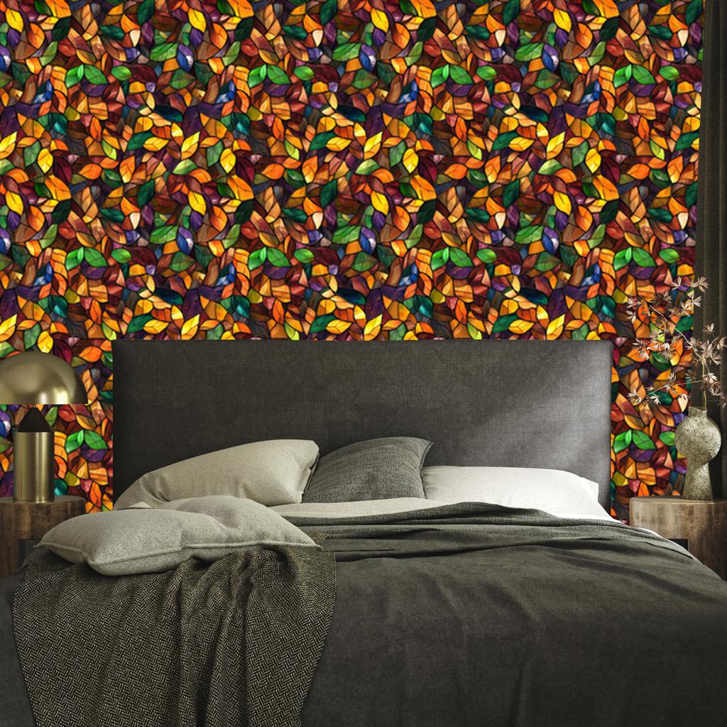 Orange and Gold Stained Glass Wallpaper for Living Room and Bedroom 50x1000
