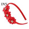 Flower Headband Princess Rhinestone Inlaid Multi-Petal 3D Flowers Lightweight Comfortable Hair Hoop Girls Party Accessory Transparent Plastic