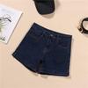 Women's High Waist Black Denim Shorts - 2025 Korean Style, Elastic, Slimming, Rolled Hem, Trendy Summer Hot Pants