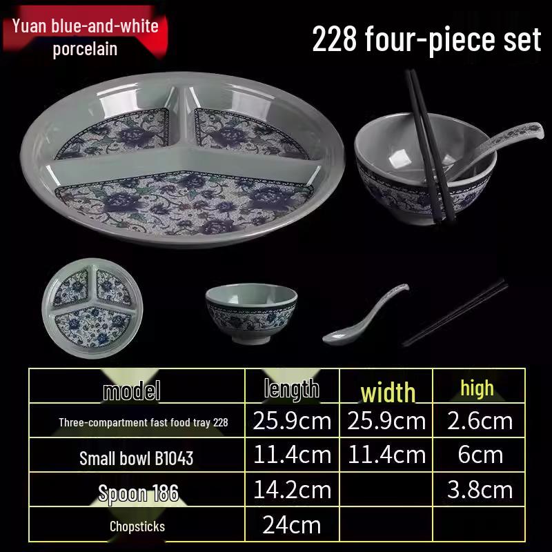 Melamine Tableware: 3, 4, and 6-Compartment Plates and Bowls for School Cafeterias