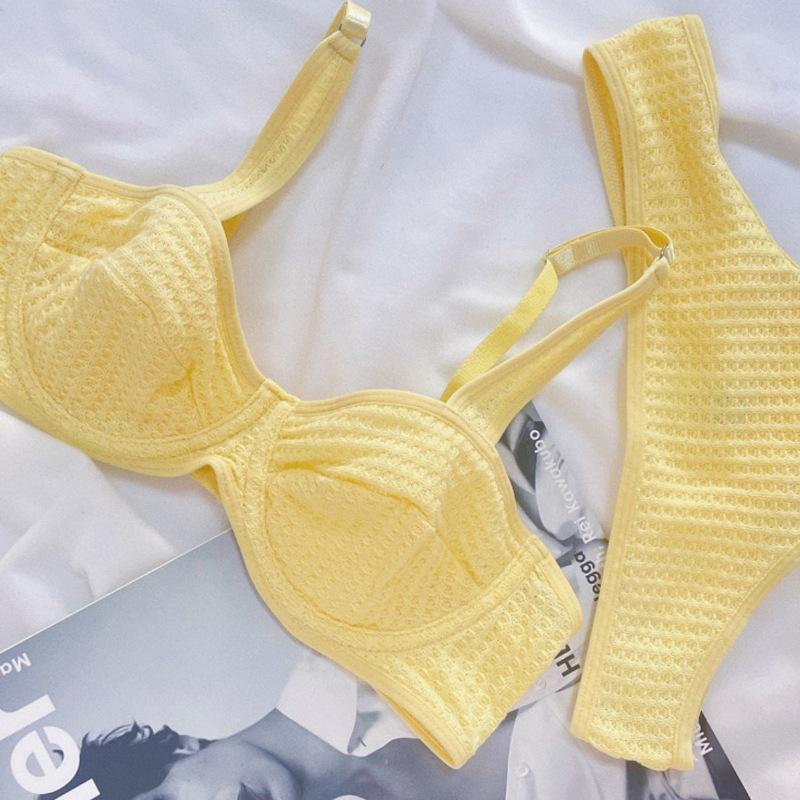 Doce cor conjunto de lingerie para as mulheres verão ultra fino push up sutiã conjunto francês sexy bralette tecido renda respirável sutiãs conjuntos tanga