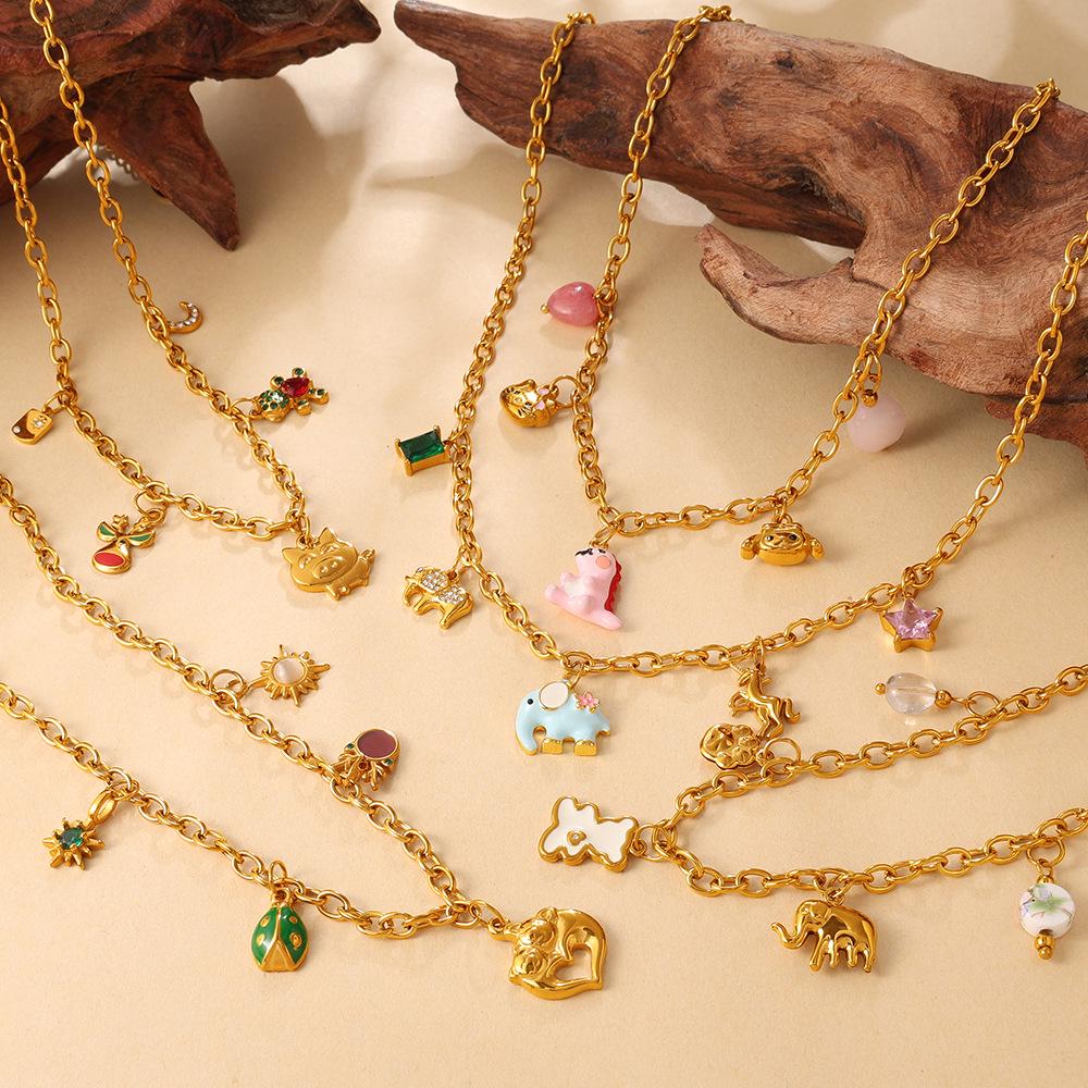 Charming Pig & Elephant Pendant Necklace for Women - Cute, Delicate Animal Design