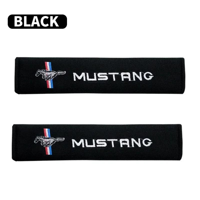 

New 2026 Car Sticker 2pcs Car Seat Belt Shoulder Cover Car Cotton Shoulder Pad For Ford Mustang spoiler Shelby GT 350 500 Cobra чёрный