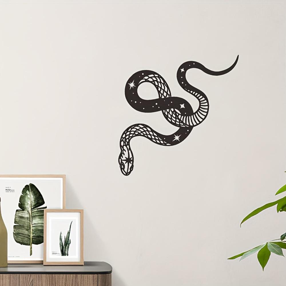 Black Gold Gothic Serpent Wall Decor, Snake Symbol Metal Art, Intricate Star Pattern Hanging Ornament for Dark Farmhouse Themed Party