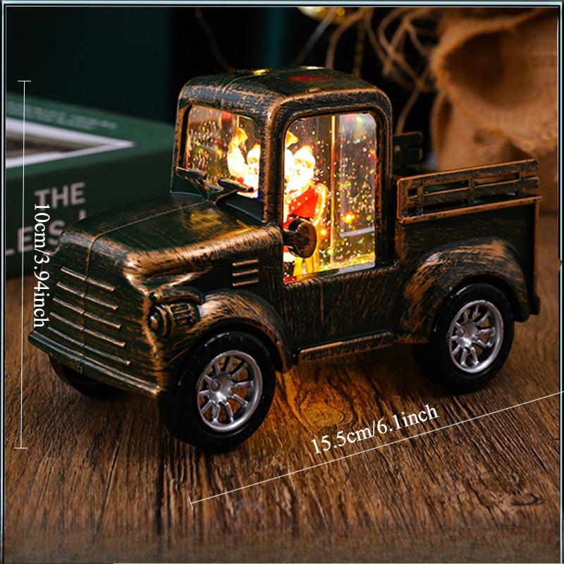Christmas Water-filled Snow Truck Lights Car Toy Container Truck Decoration Crafts Ornaments Gifts
