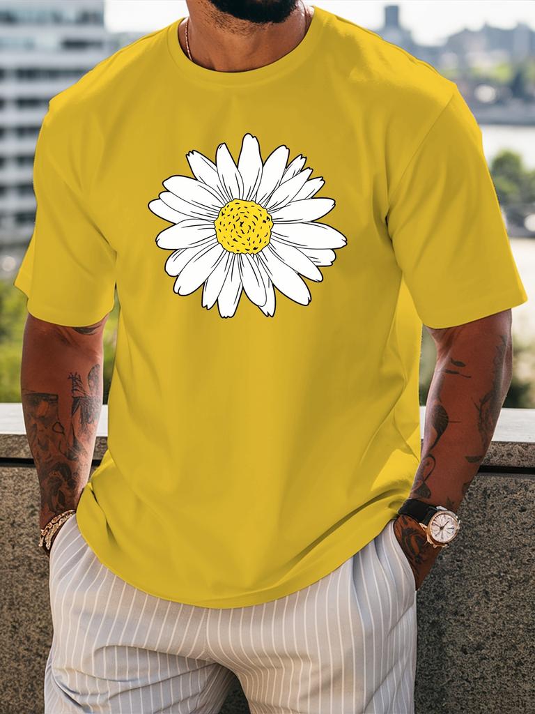 Daisy Flower Print Unisexs Crew Neck T Shirt Simple White Floral Nature Graphic Short Sleeve Casual Cotton Trendy Street Tees