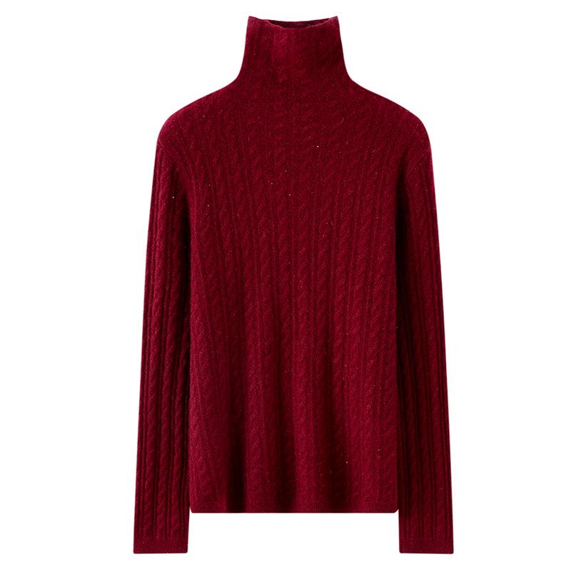 Women's Cashmere Mock Neck Sweater - Solid, Versatile Base Layer for Autumn/Winter, Twelve Gauge Knit Pullover