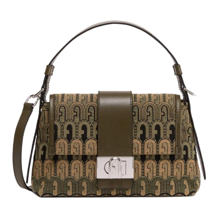 New Furla Charlie Fabric With Calfskin One Shoulder Handbag Trumpets Women's Multicolor WB00550-BX0474-1016S