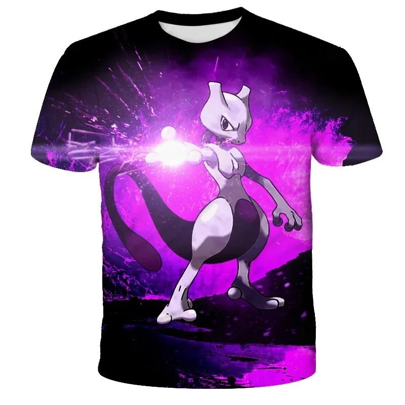 2025 Children's 3D Short-sleeved Cosplay Anime Pikachu T Shirt Fashion Casual T-shirt Pokemon Boys and Girls T-shirt Children's Clothing 7-13