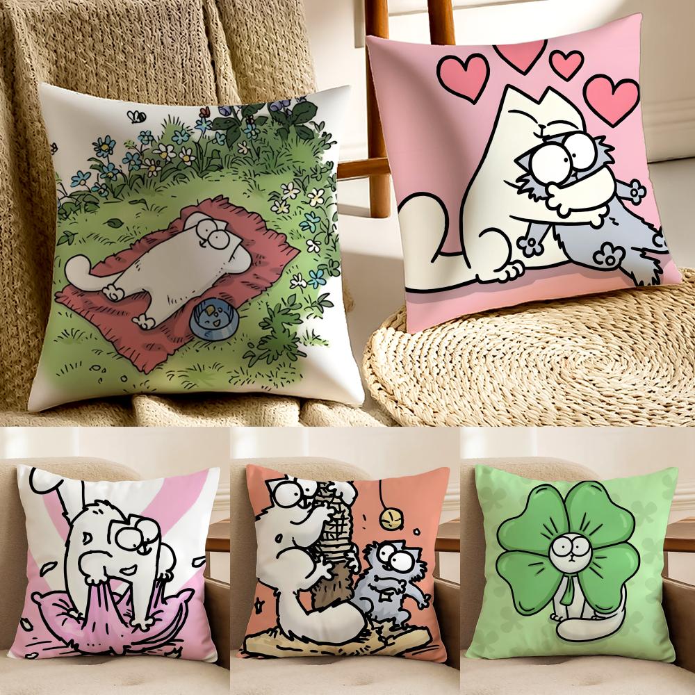 Humorous And Funny Style SSimons Cat Cushion Cover Pillowcase Antidustmite Living Room Sofa Decor Cushion Room