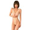 Man Yan Women's Sexy Deep V Backless High Slit See-Through Bodysuit