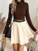 Women's Faux Suede Skirt Casual Irregular Hem Mini Skirt Solid Color Flared Skirt