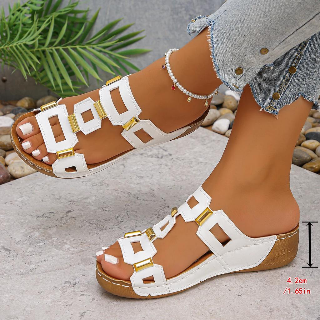 Fashion Large Size Roman Style Women's Sandals Open Toe Beach Slippers Summer Wedges Comfortable Outdoor Slip-On Shoes for Women