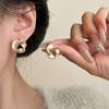 Retro Gold Flower Stud Earrings Women's New Simple Niche Design Earrings Earrings
