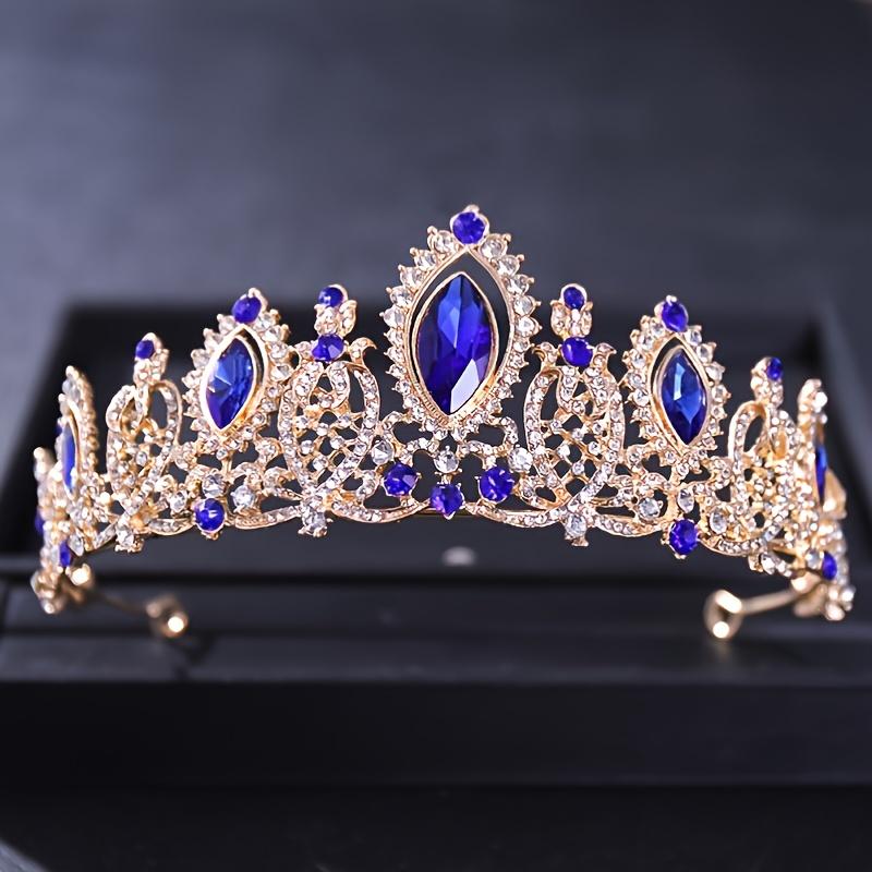 Luxury Baroque Vintage Green Crystal Tiaras And Crowns Queen Diadem Pageant Party Crown Bridal Wedding Hair Jewelry Accessories