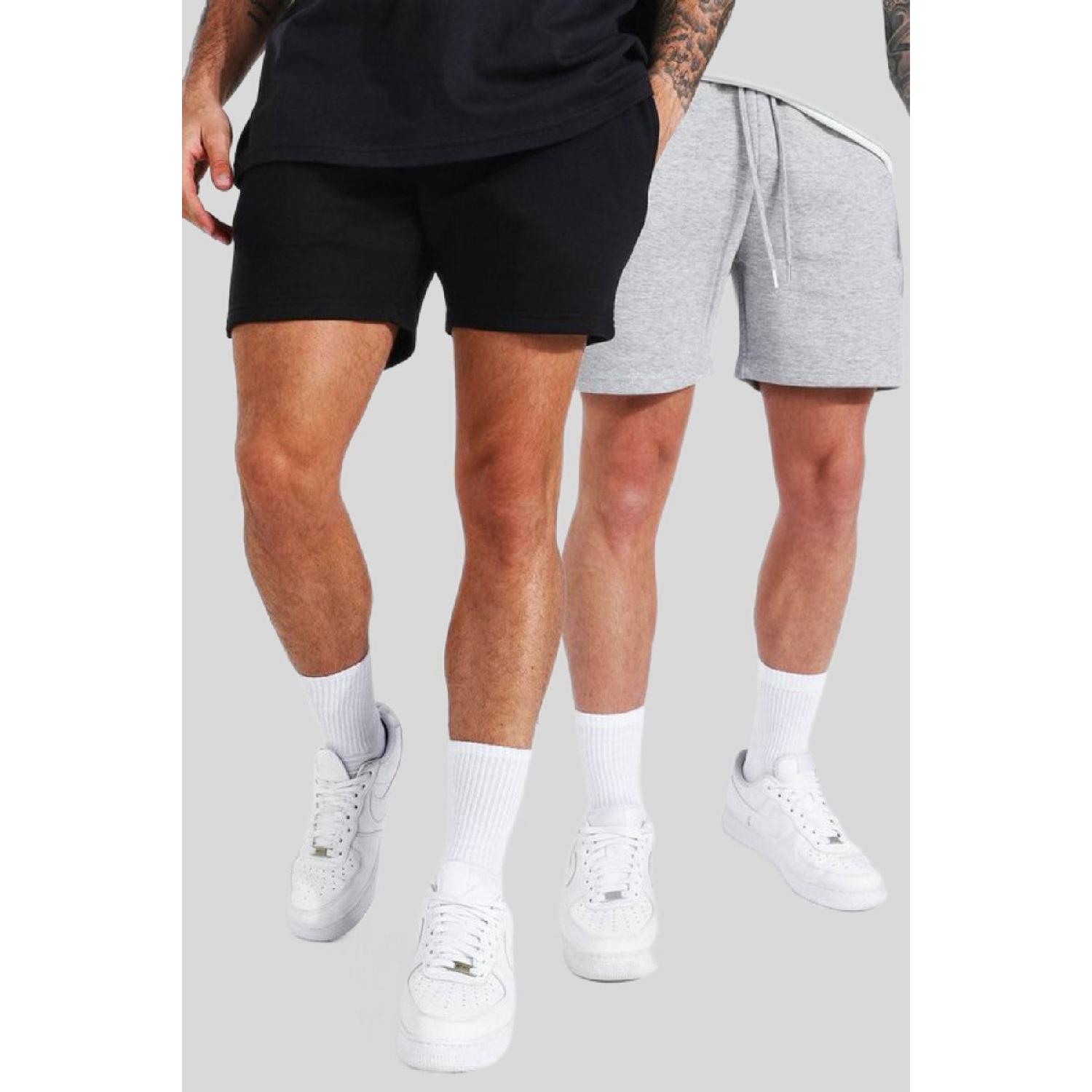 

Мужские однотонные шорты стандартного размера из двух частей черно-серого цвета XS чёрный