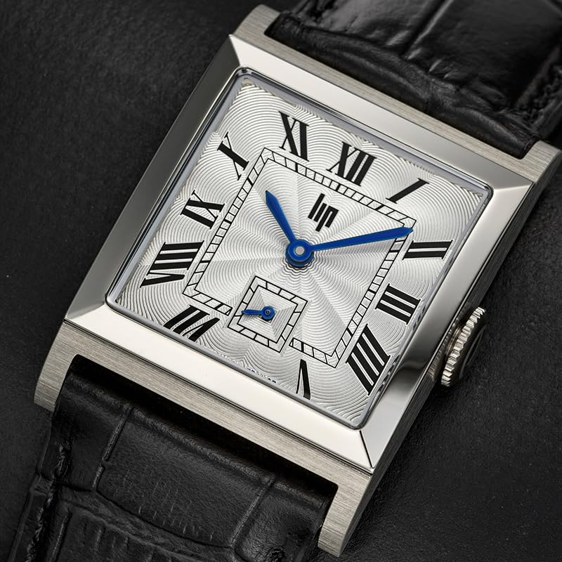 LIP Churchill C26 Silver Embossed Black CHURCHILL Authentic [LIP] Men's Watch, Sunburst, Leather, 26mm, 671948,
