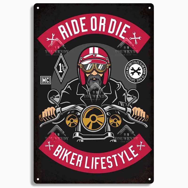 Born to Ride Motorcycle Tin Signs, Retro Metal Sign Plaque, Vintage Wall Decor, Garage, Bar, Man Cave, Decorative Plate