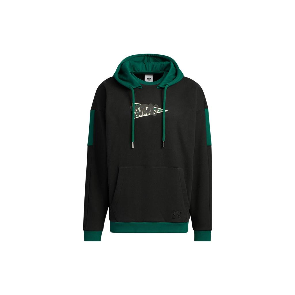 Adidas Originals Series Trefoil Color Block Logo Print Pullover Hoodie Men Casual Sports Long Sleeve Tops Black HY7221