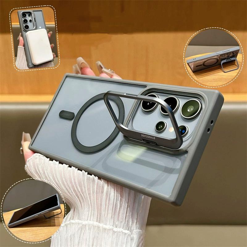 For Magsafe Magnetic Wirelesss Charge Case For Samsung Galaxy S25 S24 Ultra S22 S23 FE Plus Camera Protector Holder Clear Cover