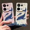 For Xiaomi 13T Pro Poco X7 X6 Redmi Note 14 13 12 11 Case Shell Whale Pattern TPU Leather Texture Matte Soft Shockproof Lens Protection Phone Cover