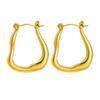 European Minimalist Retro Hong Kong Style Stainless Steel Irregular Hoop Earrings for Women