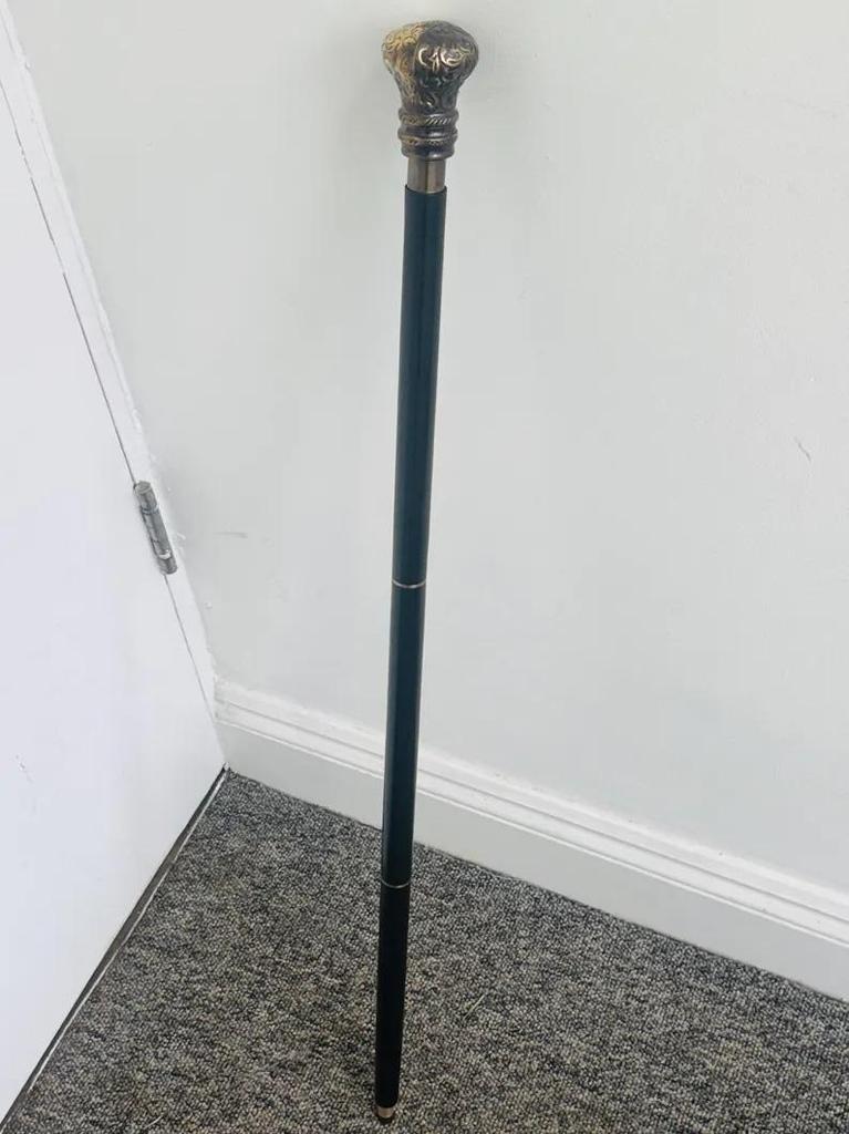 Swagger Walking Stick Can Victorian Style Brass Nickel Knob Handle Cane