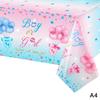 Gender Reveal Tablecloth - Pink & Blue Rectangular Plastic Table Cover, For Baby Shower, Baptism, Birthday Party Decorations