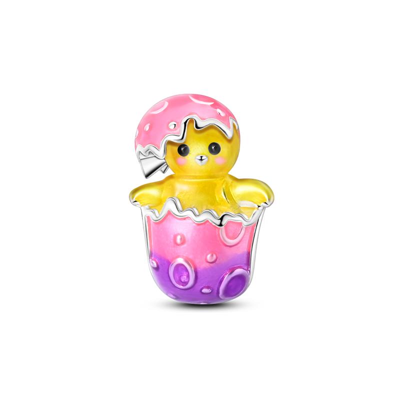 Copper Chameleon Charms Bead Colorful Sketchpad Dangle Zirconium Clip Bangle Bracelet Necklace Diy Jewelry Marking